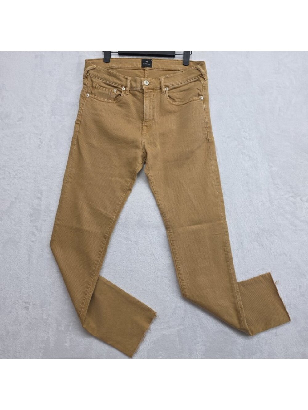 PS Paul Smith Mens Slim Standard Tapered Fit Jeans W30R L31 Brown Raw Hem 7 loop
